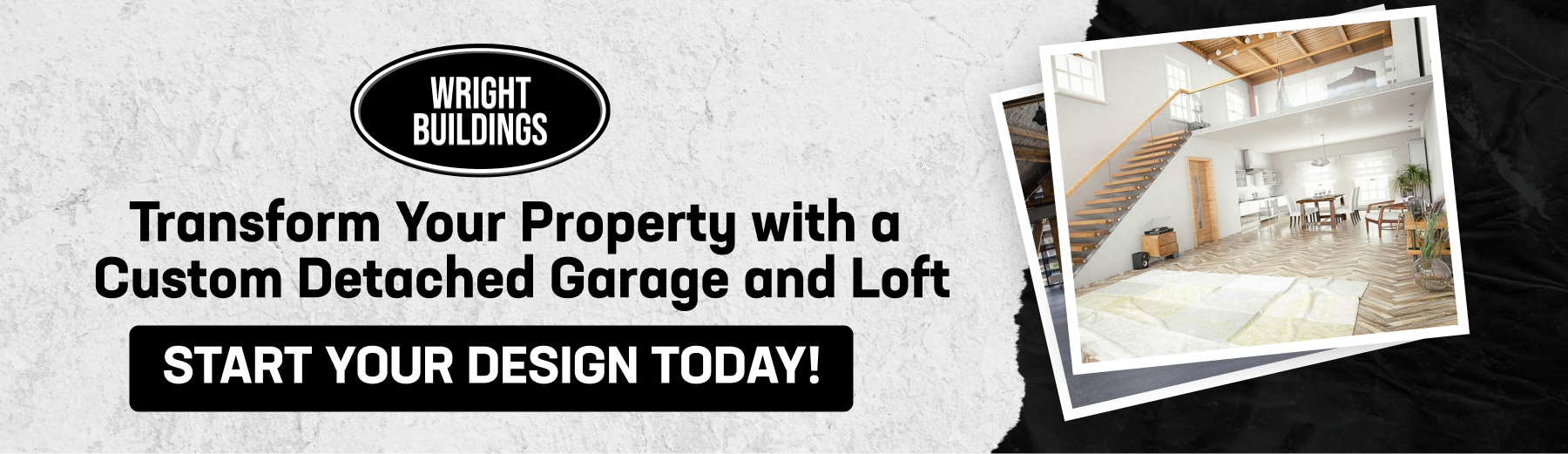 Transform your property with a custom detached garage and loft." With button "Start Your Design Today!